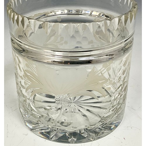 323 - ROYAL BRIERLEY HONEYSUCKLE CRYSTAL CUT BISCUIT BARREL