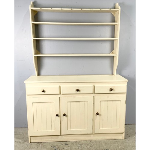 735 - MODERN PAINTED  PINE KITCHEN DRESSER 193cm TALL