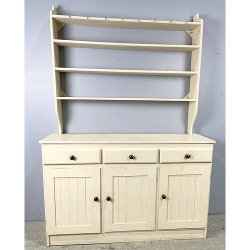 735 - MODERN PAINTED  PINE KITCHEN DRESSER 193cm TALL