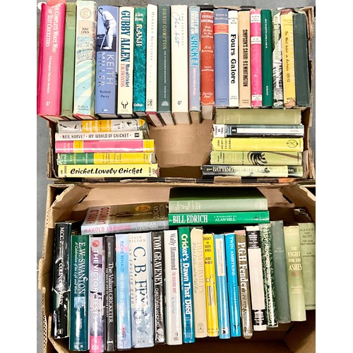 98 - LARGE QUANTITY OF CRICKET RELATED BOOKS. 2 BOXES