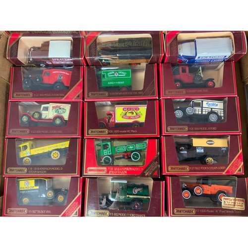 176 - TWO TRAYS OF RED BOXED MATCHBOX YESTERYEAR, MOSTLY VANS & LORRY COLLECTION, 32 MODELS IN TOTAL