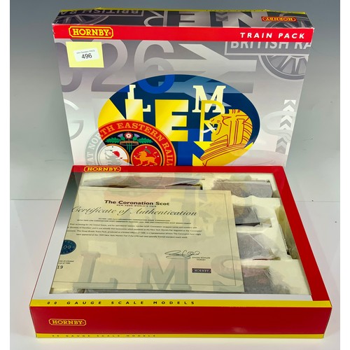 496 - HORNBY BOXED TRAIN PACK, APPEARS UNOPENED, R2199M THE CORONATION SCOT, COMPRISES LMS CORONATION CLAS... 