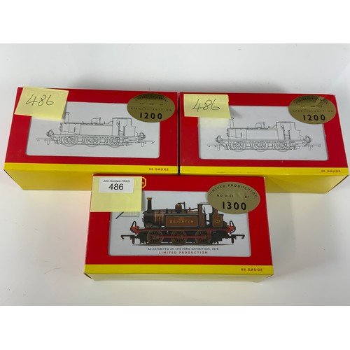 486 - HORNBY, 3 BOXED LBSC TERRIER CLASS 0-6-0 TANK ENGINES, R27990 BRIGHTON A LIMITED PRODUCTION 0160 OF ... 