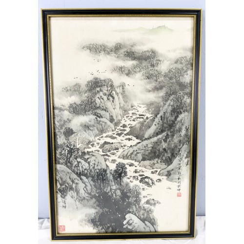 52 - ORIENTAL SCROLL AND ORIENTAL WATER COLOUR