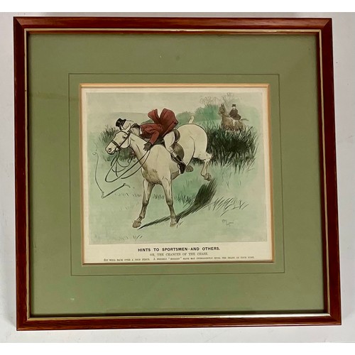 99 - MISC. FRAMED PRINTS EQUESTRIAN AND SATIRE INC. CECIL ALDIN AND 2 TAPESTRY PRINTS