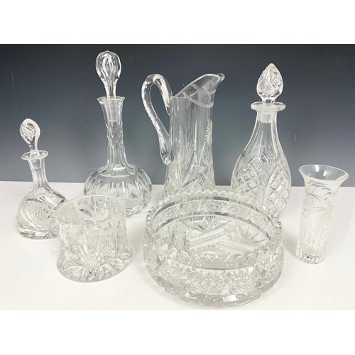 316 - MISCELLANEOUS CUT GLASS INC DECANTERS, JUG ETC