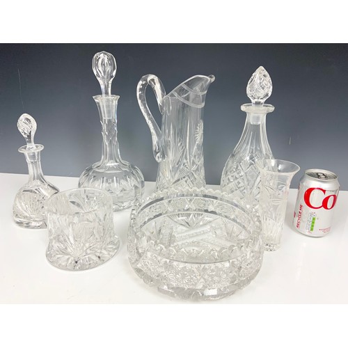 316 - MISCELLANEOUS CUT GLASS INC DECANTERS, JUG ETC