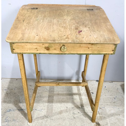 716 - VINTAGE SCHOOL DESK, ADVISED EX BROMSGROVE SCHOOL