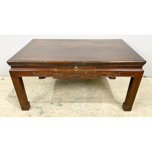 737 - ORIENTAL HARDWOOD ALTAR TABLE 93cm x58cm