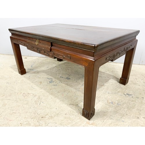 737 - ORIENTAL HARDWOOD ALTAR TABLE 93cm x58cm