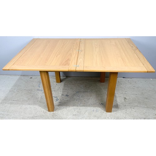 766 - LIGHT OAK FOLD OVER EXTENDING DINING TABLE 150cm 90cm EXTENDED