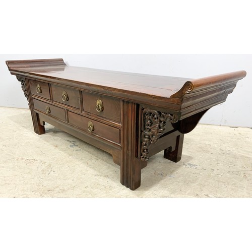 757 - ORIENTAL HARDWOOD ALTAR TABLE 134cm LONG