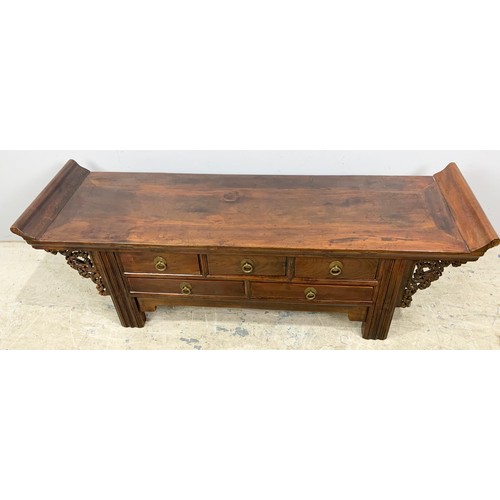 757 - ORIENTAL HARDWOOD ALTAR TABLE 134cm LONG