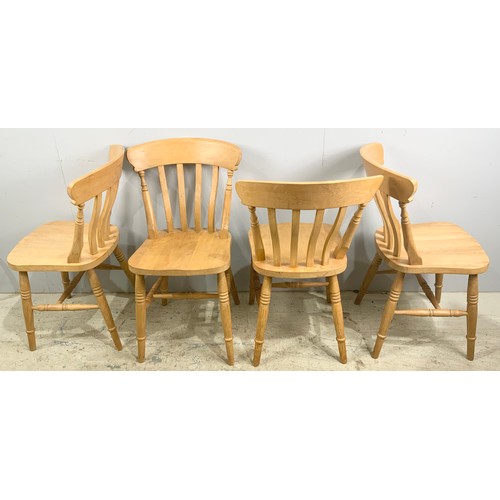 789 - SET OF 6  SPLAT BACK BEECH KITCHEN CHAIRS