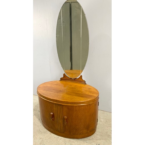 734 - ART DECO OVAL SHAPED DRESSING TABLE WITH MIRROR