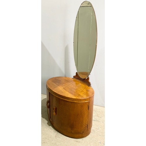 734 - ART DECO OVAL SHAPED DRESSING TABLE WITH MIRROR