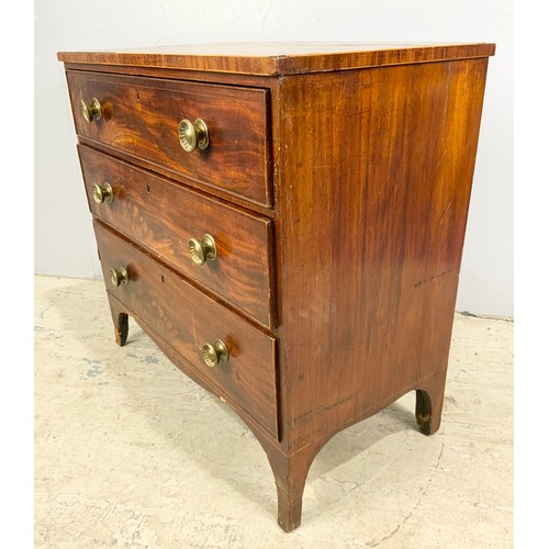 747 - INLAND MAHOGANY CHEST OF 3 LONG DRAWERS  WIDTH 93cm