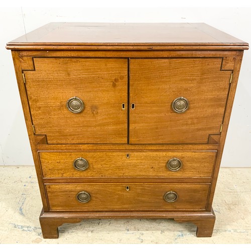 763 - MAHOGANY CABINET WITH 2 DRAWERS BELOW WIDTH 63cm