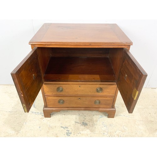 763 - MAHOGANY CABINET WITH 2 DRAWERS BELOW WIDTH 63cm