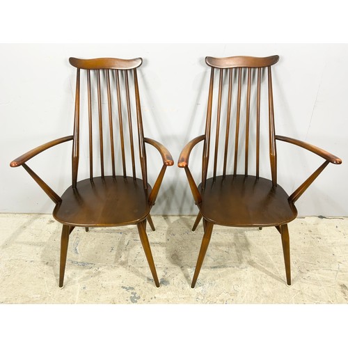 794 - ERCOL GOLDMITH DINING CHAIRS, A SET OF 4 PLUS 2 CARVERS