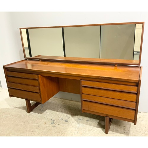 730 - WILLIAM LAWRENCE OF NOTTINGHAM TEAK DRESSING TABLE 168cm LONG