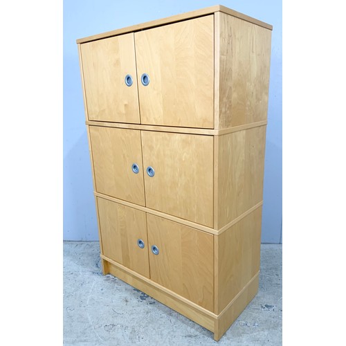 758 - IKEA LIGHT OAK 6 DOOR CABINET 136cm TALL