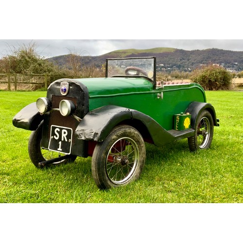 3 - 1930’S STYLE, FAIRGROUND CAR, SR1 GREEN BODY, ROOTES GROUP SUMBEAM, LATER WHEELS