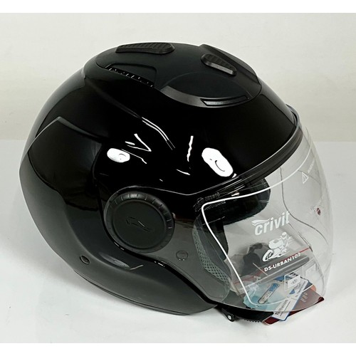 521 - CRIVIT SPORTS OPEN FACE FACE HELMET WITH TAG, ECE-R 22.05 XL BLACK