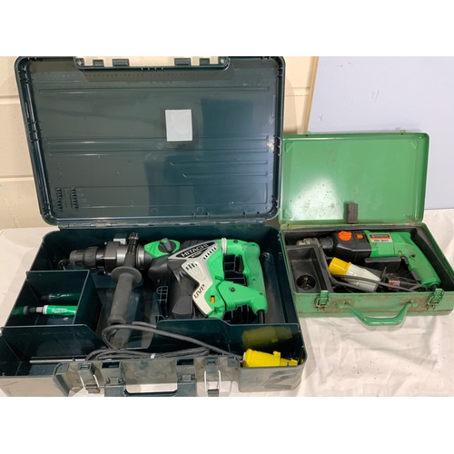 628 - 2 HITACHI DRILLS, A CASED HITACHI DH40MRY 110V, & HITACHI DV 20T DRILL 110V