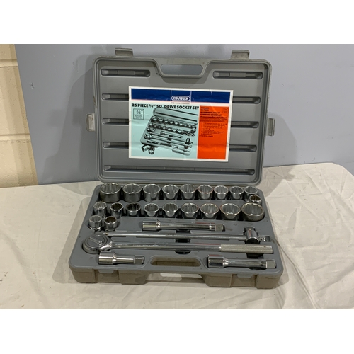 624 - DRAPER CASED, 26 PIECE 3/4” SQUARE DRIVE SOCKET SET