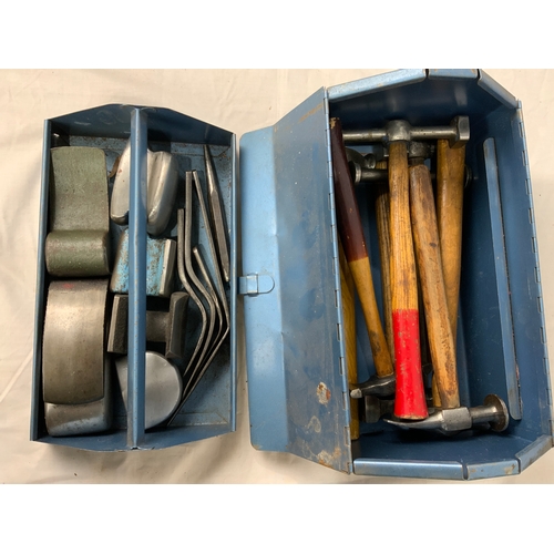 604 - TOOL BOX OF PANEL BEATERS HAMMERS & ACCESSORIES