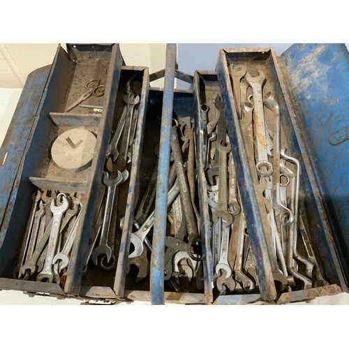 601 - TWO TOOL BOXES WITH MIXED TOOLS, SPANNERS ETC