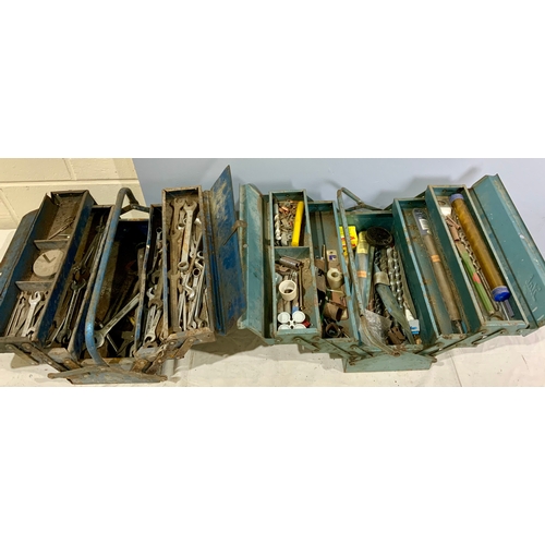 601 - TWO TOOL BOXES WITH MIXED TOOLS, SPANNERS ETC