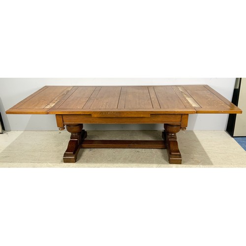 715 - HEAVY OAK DRAW LEAF DINING TABLE 242cm x107cm EXTENDED