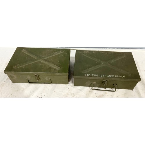 605 - 2 AMMO BOXES WITH DRILL BITS , TAPS & DIES ETC