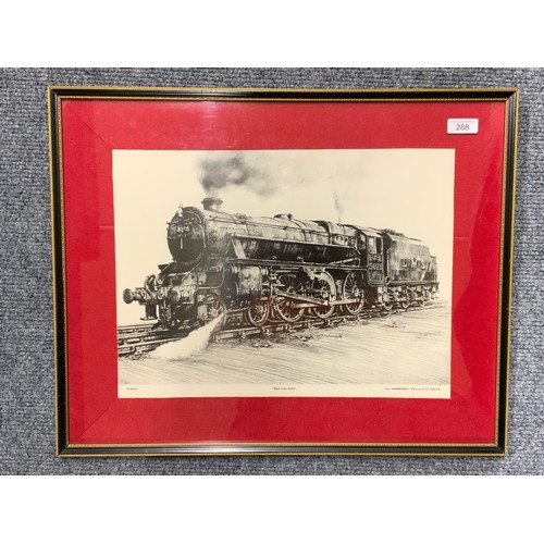 288 - FRAMED PRINT OF EX LMS BLACK 5, 5025 AL HAMMONDS