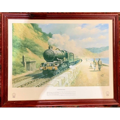 295 - FRAMED MODERN REPRO GWR POSTER 100 YEARS OF PROGRESS WITH A KING ON THE SOUTH DEVON MAIN LINE. APPRO... 