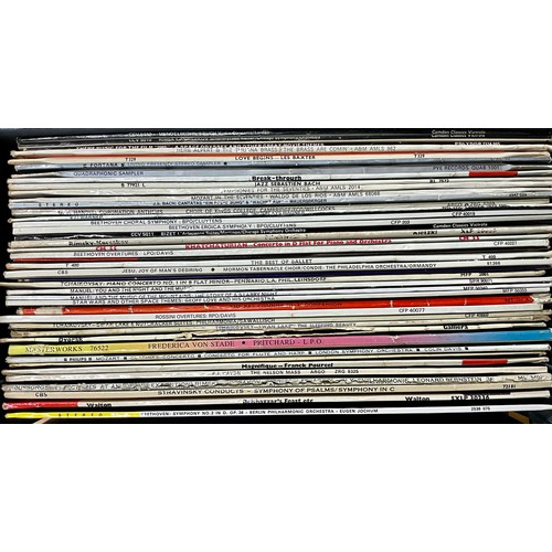 376 - 2 CASES AND A LARGE BOX OF CLASSICAL LP’S T/W 2 CASES 45 RPM SINGLES MOSTLY 60’S POP AND JAZZ