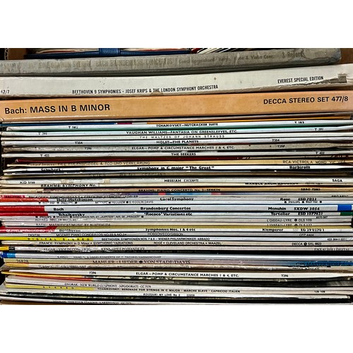 376 - 2 CASES AND A LARGE BOX OF CLASSICAL LP’S T/W 2 CASES 45 RPM SINGLES MOSTLY 60’S POP AND JAZZ