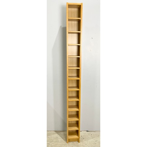 709 - MODERN LIGHT OAK BOOKCASE  WIDTH 75cm & A CD RACK  202cm TALL