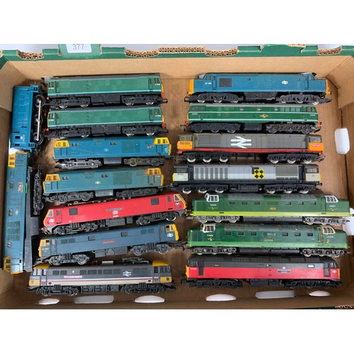 377 - TRAY OF PLAYWORK, HORNBY & LIMA MODERN IMAGE LOCOMOTIVES, SOME REPAINTS, ASSUME SPARES & REPAIR, INC... 