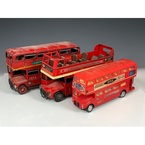 145 - TWO LARGE SCALE MODERN TINPLATE / METAL BUSES & A LARGE PLASTIC RM,