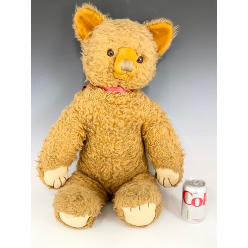 44 - LARGE VINTAGE TEDDY BEAR WITH STICHED NOSE  85cm TALL