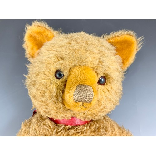 44 - LARGE VINTAGE TEDDY BEAR WITH STICHED NOSE  85cm TALL