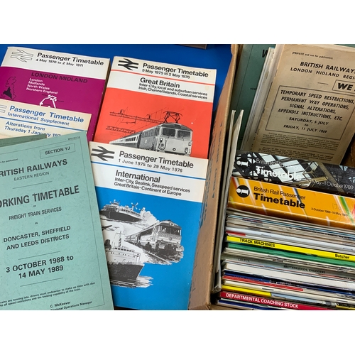 230 - VARIOUS SPOTTING BOOKS, PLUS BR PASSENGER TIMETABLES & WTT’S