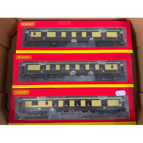 475 - HORNBY, 3 BOXED MODERN PULLMAN COACHES, BRIGHTON BELLE CARS : R4512 TRAILER 3RD CAR 86, R4514 TRAILE... 