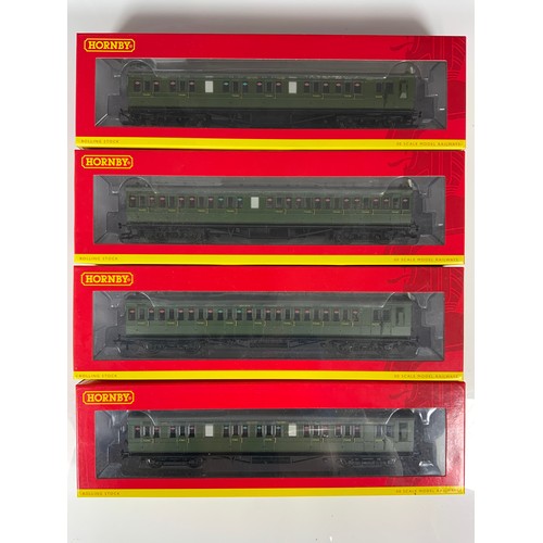 472 - HORNBY, 4 BOXED EX LSWR COACHES, APPEAR UNUSED, R4717 BRAKE 3RD, R4718 BRAKE 3RD, R4719 BRAKE COMPOS... 