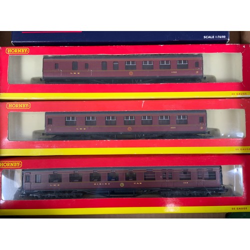 471 - 00 GAUGE LMS ROLLING STOCK, 7 BOXED COACHES : HORNBY R4095A 68’ DINING CAR 228, BOXED UNNUMBERED LMS... 