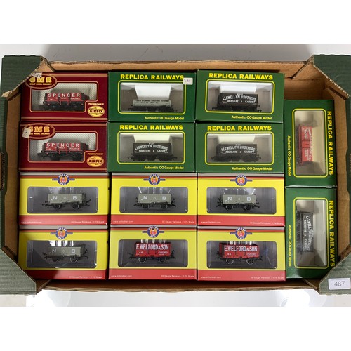 467 - 14 BOXED 00 SCALE MODEL RAILWAY WAGONS, OXFORD X6, REPLICA X 6 & 2 X GMR. ALL PRIVATE OWNER