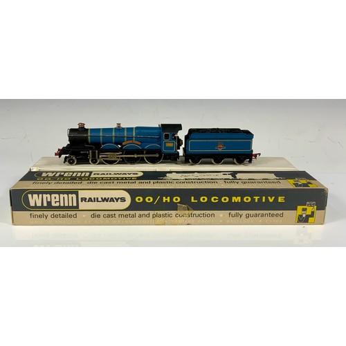 400 - WRENN W2223 4-6-0 CASTLE CLASS IN BLUE LIVERY, 4082 WINDSOR CASTLE, PACKER 3 ON THE BOX